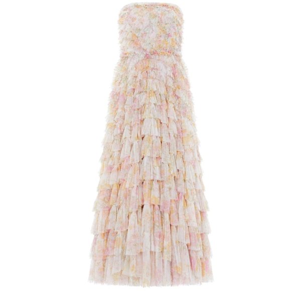 Needle & Thread SUNRISE BLOOM CORSET ANKLE GOWN, size 2